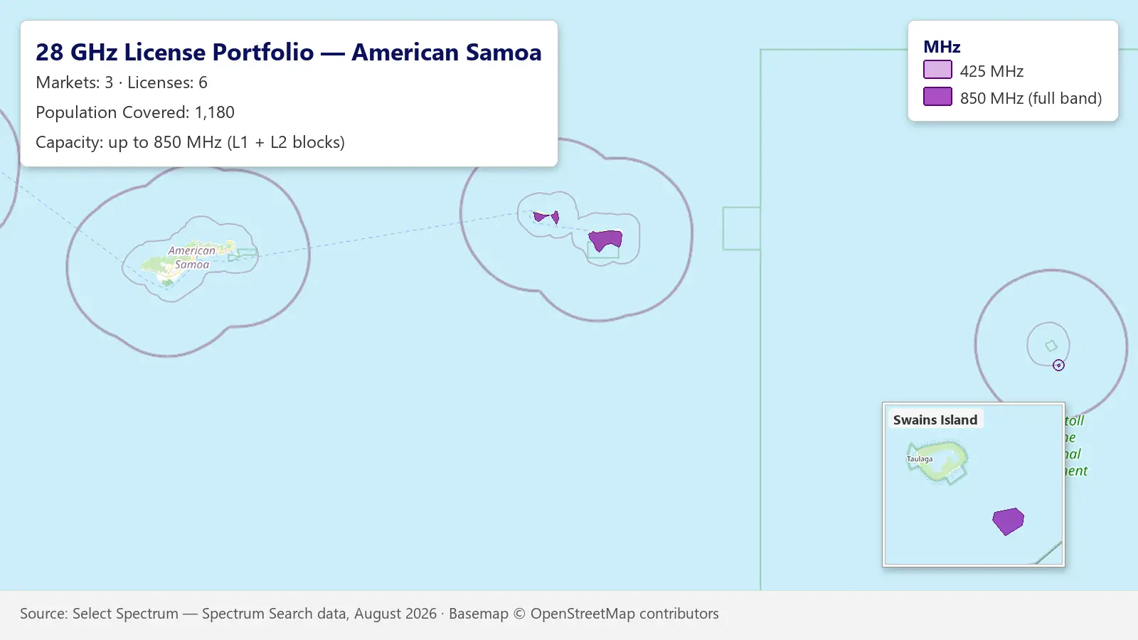 28 GHz license areas in American Samoa, enlarged view